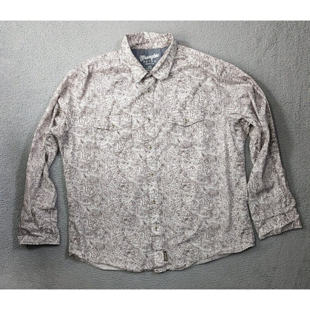 Wrangler Retro Premium Shirt Mens XXL Long Sleeve Button All Over Print